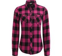 Langarmhemd URBAN CLASSICS "Urban Classics Damen Ladies Turnup Checked Flanell Shirt", Damen, Gr. L, US-Größen, wildviolet, schwarz, 100% Baumwolle, normal, Hemden (70113339-L) wildviolet, schwarz