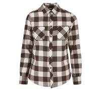 Langarmhemd URBAN CLASSICS "Urban Classics Damen Ladies Turnup Checked Flanell Shirt", Damen, Gr. S, US-Größen, pink, braun, 100% Baumwolle, normal, Hemden (96885508-S) pink, braun