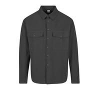 Langarmhemd URBAN CLASSICS "Urban Classics Herren Basic Crepe Shirt", Herren, Gr. L, US-Größen, grau (schwarz), 100% Baumwolle, unifarben, normal, ohne Ausschnitt, Hemden (45896161-L) schwarz
