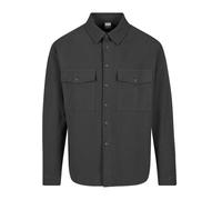 Langarmhemd URBAN CLASSICS "Urban Classics Herren Basic Crepe Shirt", Herren, Gr. L, US-Größen, schwarz, 100% Baumwolle, unifarben, normal, ohne Ausschnitt, Hemden (45896161-L) schwarz