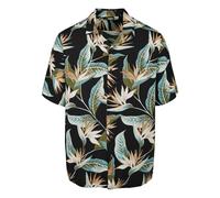 Langarmhemd URBAN CLASSICS "Urban Classics Herren Blossoms Resort Shirt", Herren, Gr. L, US-Größen, schwarz, 100% Viskose, normal, Hemden (86417010-L) schwarz