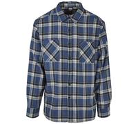 Urban Classics Langarmhemd Lake Check – 55% Baumwolle/45% Polyester – M, dunkelblau/sandweiß