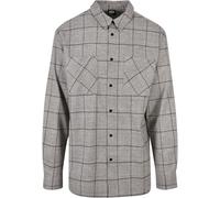 Langarmhemd URBAN CLASSICS "Urban Classics Herren Long Oversized Checked Greyish Shirt", Herren, Gr. M, US-Größen, grau, schwarz, 64% Polyester 34% Viskose 2% Elasthan, mehrfarbig, normal, Hemden (596