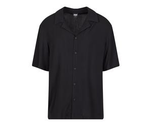 Langarmhemd URBAN CLASSICS "Urban Classics Herren Loose Viscose Shirt", Herren, Gr. M, US-Größen, schwarz, 100% Viskose, mehrfarbig, Hemden (37341931-M) schwarz