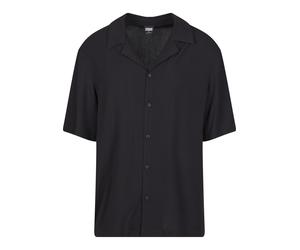 Langarmhemd URBAN CLASSICS "Urban Classics Herren Loose Viscose Shirt", Herren, Gr. XL, US-Größen, schwarz, 100% Viskose, mehrfarbig, Hemden (37341931-XL) schwarz