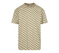 Langarmhemd URBAN CLASSICS "Urban Classics Herren Oversized Check Tee", Herren, Gr. S, US-Größen, beige (khakicheck), 100% Baumwolle, normal, Rundhals, Hemden (50871328-S) khakicheck
