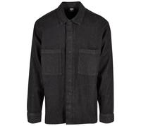 Langarmhemd URBAN CLASSICS "Urban Classics Herren Oversized Denim Pocket Shirt", Herren, Gr. L, US-Größen, schwarz (realschwarz washed), 100% Baumwolle, unifarben, Langarm, Hemden (44441614-L) realsch