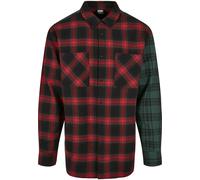 Langarmshirt URBAN CLASSICS "Urban Classics Herren Oversized Mix Check Shirt", Herren, Gr. L, rot (schwarz, rot, grün), 100% Baumwolle, kariert, oversize, amerikanischer Ausschnitt, Shirts Langarmshir