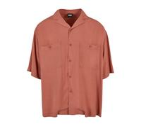 Langarmhemd URBAN CLASSICS "Urban Classics Herren Oversized Resort Shirt", Herren, Gr. S, US-Größen, terracotta, 100% Viskose, unifarben, Hemden (75975607-S) terracotta