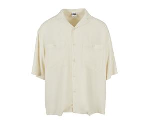 Langarmhemd URBAN CLASSICS "Urban Classics Herren Oversized Resort Shirt", Herren, Gr. XL, US-Größen, sandweiß, 100% Viskose, unifarben, Hemden (84175431-XL) sandweiß