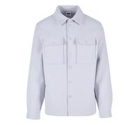 Langarmhemd URBAN CLASSICS "Urban Classics Herren Plain Overshirt", Herren, Gr. XL, US-Größen, weiß (lightasphalt), 100% Polyester, unifarben, Hemden (73283228-XL) lightasphalt