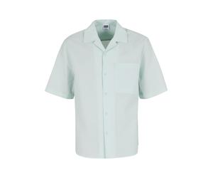 Langarmhemd URBAN CLASSICS "Urban Classics Herren Relaxed Seersucker Short Sleeve Shirt", Herren, Gr. 5XL, US-Größen, frostmint, 100% Baumwolle, unifarben, Hemden (77585768-5XL) frostmint