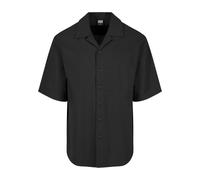 Langarmhemd URBAN CLASSICS "Urban Classics Herren Relaxed Seersucker Short Sleeve Shirt", Herren, Gr. S, US-Größen, schwarz, 100% Baumwolle, unifarben, Hemden (14616815-S) schwarz