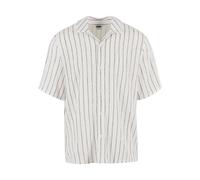 Langarmhemd URBAN CLASSICS "Urban Classics Striped Crinkle Resort Shirt", Damen, Gr. L, US-Größen, sanftes weiß, schwarz, 92% Polyester, 6% Viskose, 2% Elasthan, Hemden Langarmhemd (70861835-L)