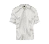 Langarmhemd URBAN CLASSICS "Urban Classics Striped Crinkle Resort Shirt", Herren, Gr. XXL, US-Größen, weiß (sanftes weiß, schwarz), 92% Polyester, 6% Viskose, 2% Elasthan, Hemden (70861835-XXL) sanfte