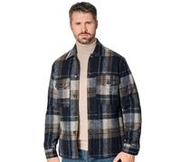 Langarmhemd VENTI "VENTI Hemdjacke kariert", Herren, Gr. 48, Normalgrößen, blau, 95% Polyester, 5% Wolle, kariert, Basic, Hemden (95697108-48) blau