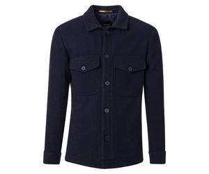 Langarmhemd VENTI "VENTI Hemdjacke uni", Herren, Gr. 50, Normalgrößen, blau (dunkelblau), 95% Polyester, 5% Wolle, unifarben, Hemden (45940425-50) dunkelblau