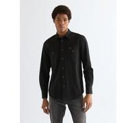Langarmhemd WRANGLER "WESTERN SHIRT", Herren, Gr. 4XL, N-Gr, schwarz (rinse_schwarz), Web, Obermaterial: 100% Baumwolle, regular fit normal, Ärmel mit Ärmelschlitz Manschette mit Druckknöpfen, Hemden