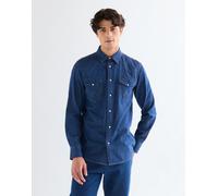 Langarmhemd WRANGLER "WESTERN SHIRT", Herren, Gr. L, N-Gr, blau (caroline_creek), Web, Obermaterial: 100% Baumwolle, regular fit normal, Ärmel mit Ärmelschlitz Manschette mit Druckknöpfen, Hemden (156