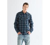 Langarmhemd WRANGLER "WESTERN SHIRT", Herren, Gr. L, N-Gr, blau (schwarz sapphire), Web, Obermaterial: 68% Baumwolle, 30% Polyester, 2% Elasthan, regular fit normal, Ärmel mit Ärmelschlitz Manschette