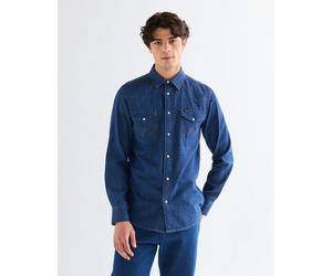 Langarmhemd WRANGLER "WESTERN SHIRT", Herren, Gr. XL, N-Gr, blau (caroline_creek), Web, Obermaterial: 100% Baumwolle, regular fit normal, Ärmel mit Ärmelschlitz Manschette mit Druckknöpfen, Hemden (15