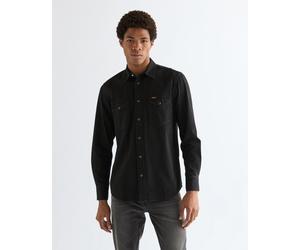 Langarmhemd WRANGLER "WESTERN SHIRT", Herren, Gr. XL, N-Gr, rinse_schwarz, Web, Obermaterial: 100% Baumwolle, regular fit normal, Ärmel mit Ärmelschlitz Manschette mit Druckknöpfen, Hemden (94120313-X
