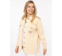 Langarmhemd ZWILLINGSHERZ, Damen, Gr. L/XL, N-Gr, beige, Sweatware, Obermaterial: 50% Baumwolle, 50% Polyester, bequem hüftbedeckend, angesetztes Bündchen, Hemden, Brusttaschen, Knöpfe, weich, Hemdkra