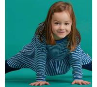 Langarmkleid Rippe blau gestreift 110/116