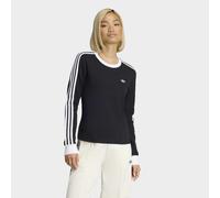Langarmshirt ADIDAS ORIGINALS "3-STREIFEN LANGÄRMLIGES, SCHMAL GESCHNITTEN", Damen, Gr. S, schwarz, weiß, Obermaterial: 93% Baumwolle, 7% Elasthan, Rundhals, Shirts Langarmshirt (43859223-S) schwarz,