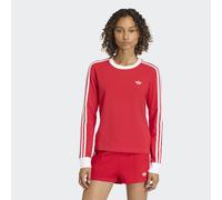 Langarmshirt ADIDAS ORIGINALS "3-STREIFEN LONGSLEEVE (SLIM)", Damen, Gr. XXL, better scarlet, weiß, Obermaterial: 93% Baumwolle, 7% Elasthan, Rundhals, Shirts Langarmshirt (83602717-XXL) better scarle