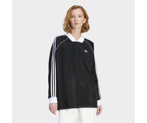 Langarmshirt ADIDAS ORIGINALS "3S JAQUARD LS", Damen, Gr. S, schwarz, Obermaterial: 100% Polyester, V-Ausschnitt, Shirts Langarmshirt (63048248-S) schwarz