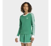 Langarmshirt ADIDAS ORIGINALS "3S LONGLSEEVE", Damen, Gr. XL, bold grün, weiß, Obermaterial: 93% Baumwolle, 7% Elasthan, Rundhals, Shirts Langarmshirt (50913410-XL) bold grün, weiß
