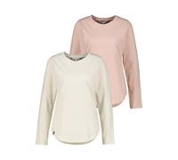 Langarmshirt ALIFE & KICKIN "Damen LeabellaAK A Langarmshirt, Shirt", Damen, Gr. M, beige (weiß, blossom), 100% Baumwolle (Bio), Shirts Langarmshirt, leichtes Jersey-Oberteil aus Bio-Baumwolle mit Run