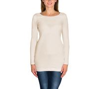Langarmshirt ALKATO "Damenshirt Alkato Damen Langarm Longshirt Langarmshirt", Damen, Gr. M, beige (elfenbein), Obermaterial: 92% Baumwolle CO. 8% Elasthan EL., Shirts Langarmshirt (34042118-M) elfenbe