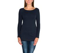 Langarmshirt ALKATO "Damenshirt Alkato Damen Langarm Longshirt Langarmshirt", Damen, Gr. XL, blau (dunkelblau), Obermaterial: 92% Baumwolle CO. 8% Elasthan EL., Shirts Langarmshirt (32778562-XL) dunke