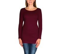 Langarmshirt ALKATO "Damenshirt Alkato Damen Langarm Longshirt Langarmshirt", Damen, Gr. XL, rot (weinrot), Obermaterial: 92% Baumwolle CO. 8% Elasthan EL., Shirts Langarmshirt (54064157-XL) weinrot