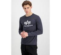 Langarmshirt ALPHA INDUSTRIES "BASIC T - LS", Damen, Gr. S, blau (navy), Single Jersey, Obermaterial: 100% Baumwolle, bedruckt, Basic schmal normal, Rundhals, Shirts Langarmshirt (75141003-S)
