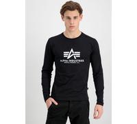 Langarmshirt ALPHA INDUSTRIES "BASIC T - LS", Herren, Gr. L, schwarz, Single Jersey, Obermaterial: 100% Baumwolle, bedruckt, Basic schmal normal, Rundhals, Shirts Langarmshirt (51562839-L) schwarz