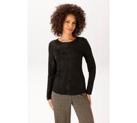 Langarmshirt ANISTON CASUAL, Damen, Gr. 34, schwarz, Single Jersey, Obermaterial: 96% Polyester, 4% Elasthan, geblümt, gemustert, unifarben, figurbetont hüftlang, Rundhals, Babylock, Shirts Langarmshi