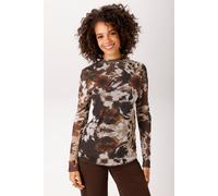 Langarmshirt ANISTON CASUAL, Damen, Gr. 36, braun (braun, wollweiß, schwarz, dunkelrot, hellbraun, beige, taupe, rost), Netz, Obermaterial: 95% Polyester, 5% Elasthan. Futter: 100% Polyester, bedruckt