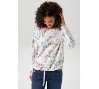 Langarmshirt ANISTON CASUAL, Damen, Gr. 38, silber (wollweiß, rosa, blau, oliv, hellgrün, gelb, braun, silberfarben), Single Jersey, Obermaterial: 95% Baumwolle, 5% Elasthan, Glitzermuster, bedruckt, 