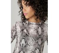 Langarmshirt ANISTON CASUAL, Damen, Gr. 44, braun (hellbeige, dunkelbraun, braun, hellbraun), Single Jersey, Obermaterial: 100% Polyester, Schlangenoptik, animal-print, bedruckt, figurumspielend hüftl
