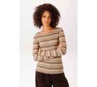 Langarmshirt ANISTON CASUAL, Damen, Gr. 44, dunkelbraun, schwarz, braun, beige, hellbeige, zimt, orange, hellgrau, gelb, Single Jersey, Obermaterial: 67% Polyester, 28% Viskose, 5% Elasthan, bedruckt,
