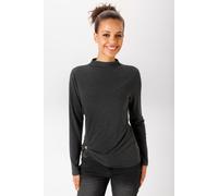 Langarmshirt ANISTON CASUAL, Damen, Gr. 48, graumeliert, Feinstrick, Obermaterial: 62% Polyester, 33% Viskose, 5% Elasthan, meliert, figurumspielend hüftbedeckend, Shirts Langarmshirt, mit dekorativer