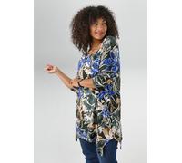 Langarmshirt ANISTON PLUS, Damen, Gr. 46, weiß (blau, olive, beige, sanftes weiß, braun), Single Jersey, Obermaterial: 95% Viskose, 5% Elasthan, bedruckt, figurumspielend hüftbedeckend, Rundhals, Shir