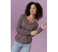 Langarmshirt ANISTON SELECTED, Damen, Gr. 36, rosa (schwarz, sanftes weiß, mauve), Single Jersey, Obermaterial: 95% Viskose, 5% Elasthan, Minimalmuster, bedruckt, figurumspielend, Rundhals, elastische