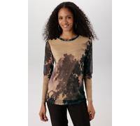 Langarmshirt ANISTON SELECTED, Damen, Gr. 40, braun (braun, oliv, camel, beige, ocker, tannengrün), Netz;Single Jersey;Jersey, Obermaterial: 95% Polyester, 5% Elasthan. Futter: 95% Viskose, 5% Elastha