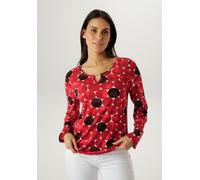 Langarmshirt ANISTON SELECTED, Damen, Gr. 40, rot, rost, natur, schoko, Single Jersey, Obermaterial: 95% Viskose, 5% Elasthan, bedruckt, gemustert, figurumspielend hüftbedeckend, Rundhals, elastischer