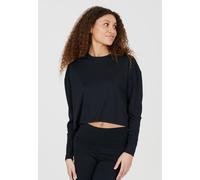Langarmshirt ATHLECIA "Offner", Damen, Gr. 40, schwarz, 88% Nylon, 12% Elasthan, unifarben, kurz, Rundhals, Shirts Langarmshirt, im gecroppten Design (81321747-40) schwarz