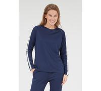 Langarmshirt ATHLECIA "SELLA", Damen, Gr. 46, blau, 100% Polyester, bedruckt, unifarben, normal, Rundhals, Shirts Langarmshirt, mit hippen Logoprint-Streifen (70247556-46) blau